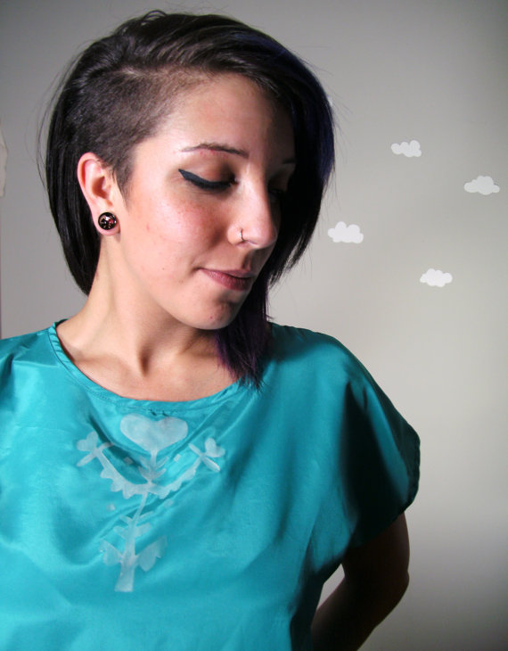 blue valentine one of a kind vintage printed blouse