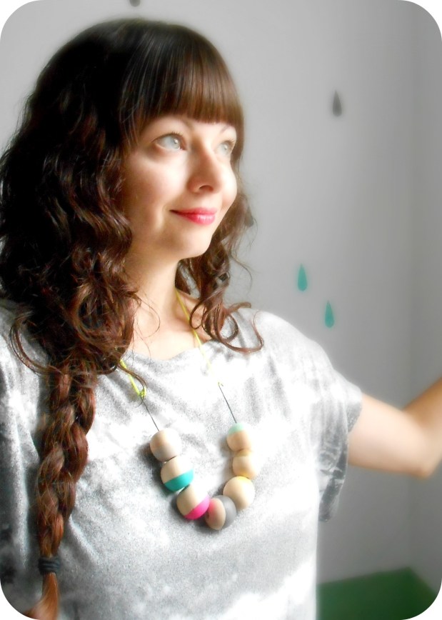 DIY chunky wooden necklace