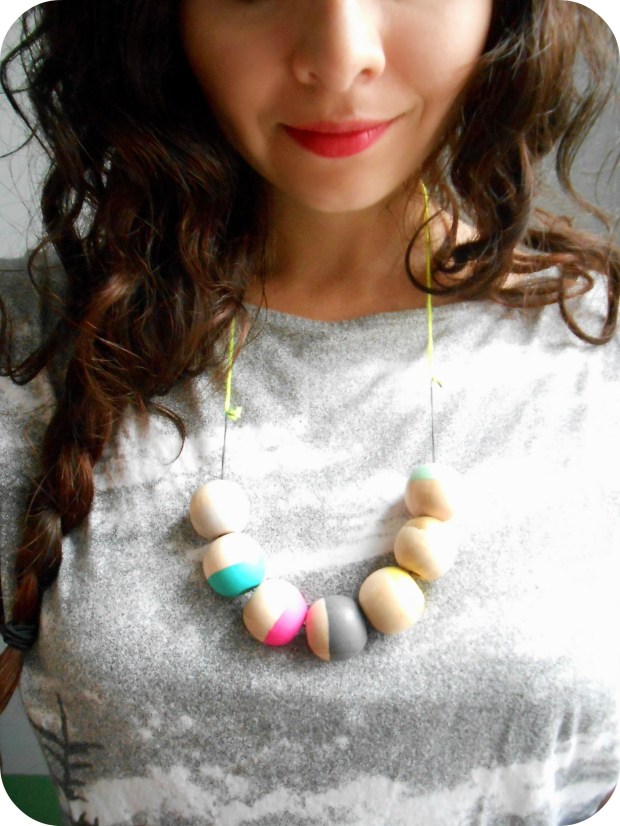 diy painted wooden necklace